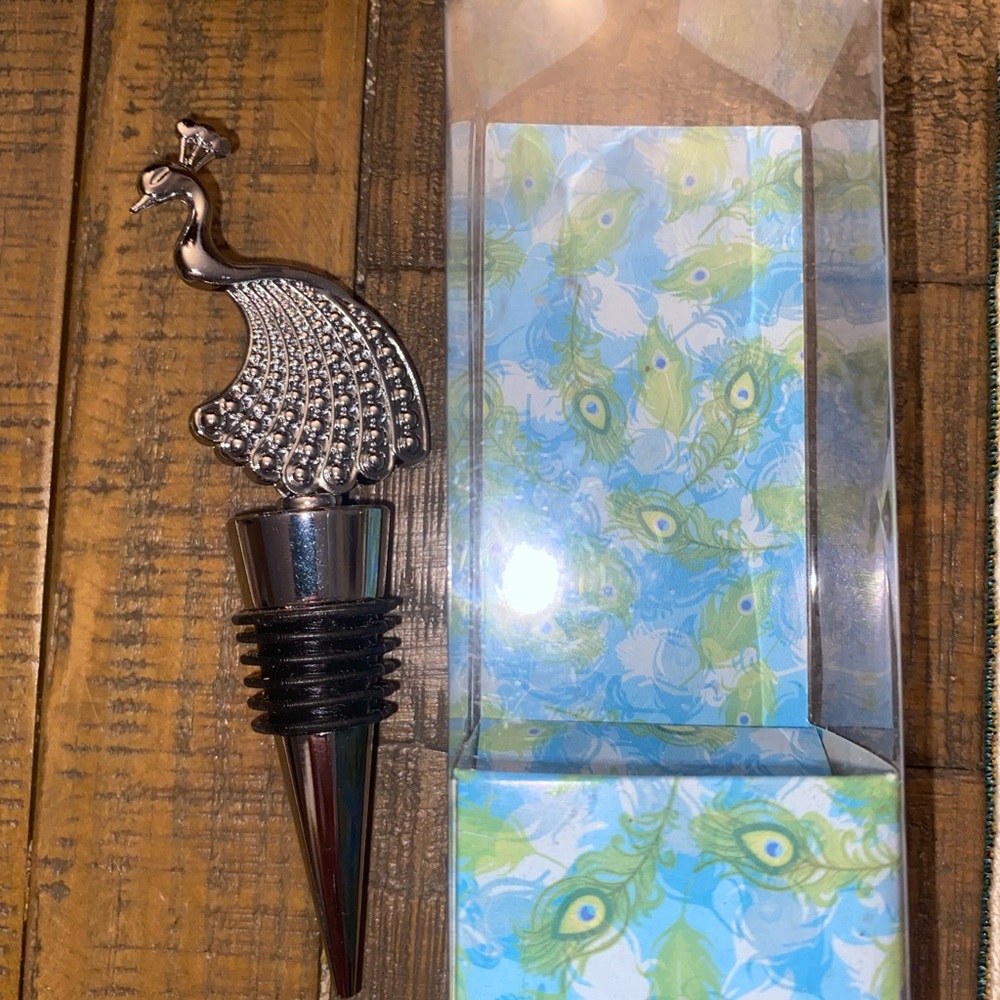 Peacock Wine Bottle Stopper - Silver